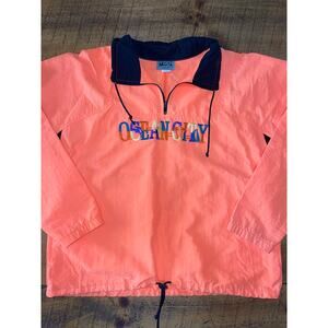 Mens Uzzi Amphibious Gear Vintage 90s Neon Orange Ocean City Jacket Size S/M